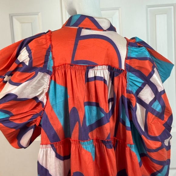 LOVE HICHLICHT Vibrant Multicolor Puff Sleeve Dress Size 3XL. C22 - Picture 7 of 13